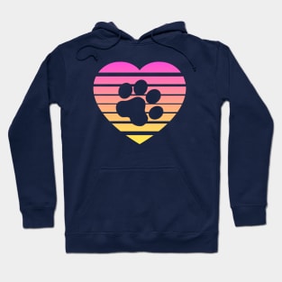 Cat Paw Heart Valentine - Pink Yellow Gradient Hoodie